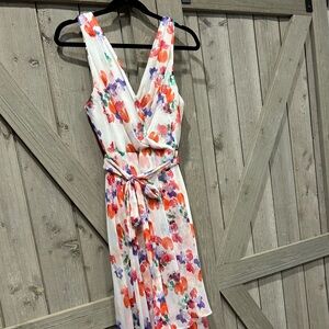 Floral Sleeveless Faux Wrap Dress